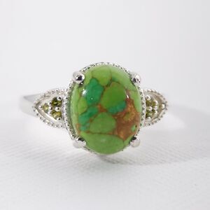 Mojave Green Turquoise Ring Sterling Silver Size 6